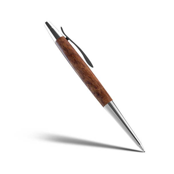 Λαμπερό στυλό με σκιά σε λευκό φόντο - Φωτογραφία, εικόνα
