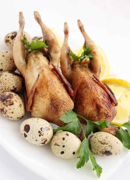 baked quail with the lemon and the eggs - Photo, Image