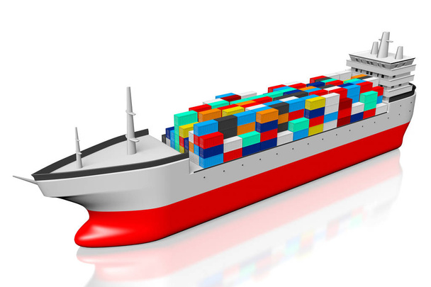 3D танкер/ корабель, вантажні контейнери - відмінно підходить для таких тем, як вантажні перевезення тощо
. - Фото, зображення