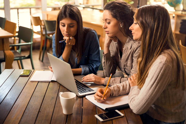 Group of female friends studying together - Φωτογραφία, εικόνα