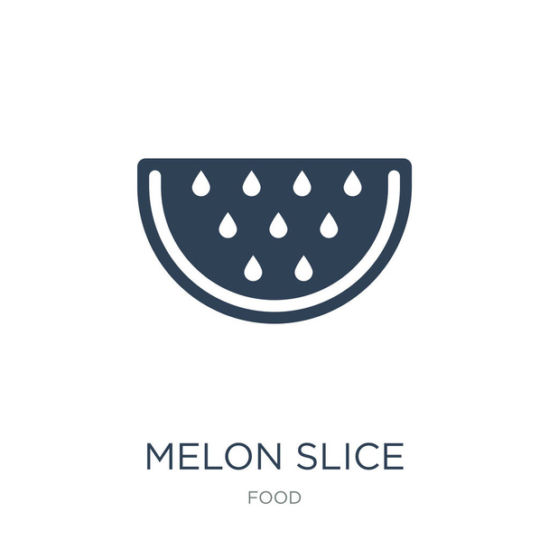icono de la rebanada de melón vector sobre fondo blanco, rebanada de melón iconos llenos de moda de la colección de alimentos
 - Vector, imagen