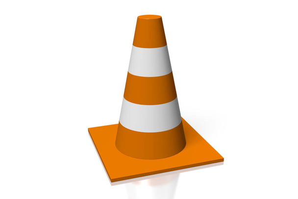 cone de tráfego 3D isolado em fundo branco - ótimo para tópicos como condução, transporte etc
. - Foto, Imagem