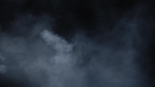 Fantasmagorique Halloween magique. Fumée atmosphérique élément VFX. Fond brumeux. Nuage de fumée abstrait. Fumée au ralenti sur fond noir. Fumée blanche flottant lentement dans l'espace sur fond noir. Effet brouillard. Effet brouillard
. - Séquence, vidéo