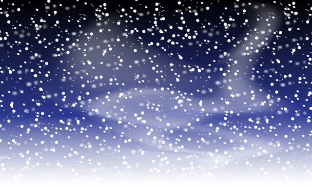 Spadające na tle śniegu. Wakacyjny pejzaż z śniegu. Ilustracja wektorowa. Zima, śnieg, niebo. EPS 10. - Wektor, obraz