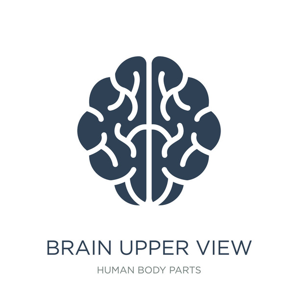 εγκεφάλου άνω προβολή εικονίδιο διάνυσμα σε άσπρο φόντο, trendy άνω άποψη εγκεφάλου γεμάτο εικόνες από τη συλλογή μέρη ανθρώπινου σώματος - Διάνυσμα, εικόνα