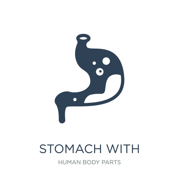 人間の体のパーツのコレクションから白い背景の上の液体のアイコン ベクトルの胃、胃の液体充填トレンディなアイコン - ベクター画像