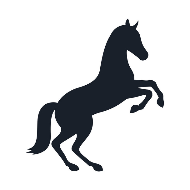 horse icon on back legs, silhouette isolated on white background, vector illustration. - Vektör, Görsel