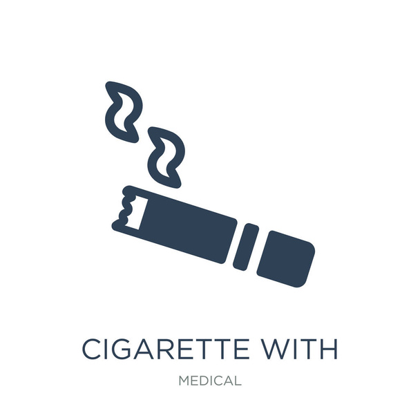 cigaretta füst ikon vektor, a fehér háttér, a cigaretta füst divatos töltött ikonok az orvosi gyűjtemény - Vektor, kép