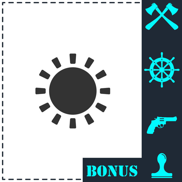 Sun icon flat. Simple vector symbol and bonus icon - Vector, Image