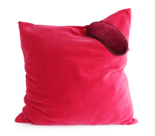 punainen tyyny ja naamio kasvoista nukkumaan
 - Valokuva, kuva