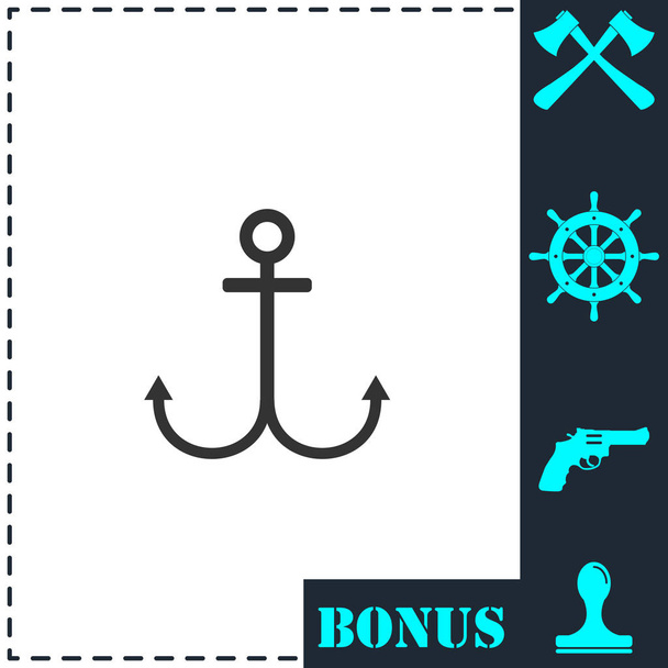 Icona di ancoraggio piatta. Simbolo vettoriale semplice e icona bonus - Vettoriali, immagini