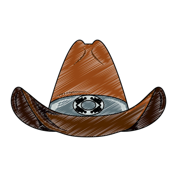 Cowboy hoed geïsoleerd Krabbel - Vector, afbeelding