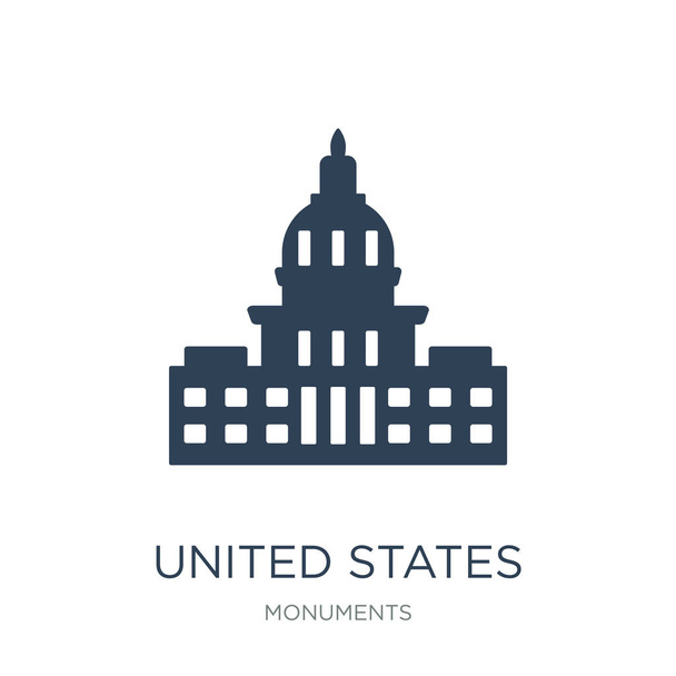 vector ícone Capitólio dos Estados Unidos, sobre fundo branco, moderno e Capitólio dos Estados Unidos cheio de ícones da coleção de monumentos - Vetor, Imagem