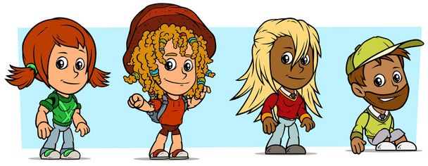 Dibujos animados divertidos personajes de niño y niña. Vol. 19.
 - Vector, Imagen