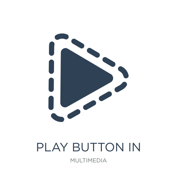 play button in broken line icon vector on white background, play button in broken line trendy filled icons from Multimedia collection - Vector, Image