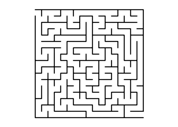 Valkoinen vektorikuvio mustalla labyrintilla. Yksinkertainen kuva sokkelo valkoisella taustalla. Oikeiden valintojen käsite. - Vektori, kuva