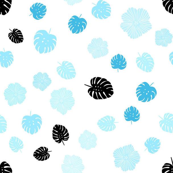 Light Blue, Green vector seamless natural pattern with flowers, leaves. Creative illustration in blurred style with leaves, flowers. Template for business cards, websites. - ベクター画像