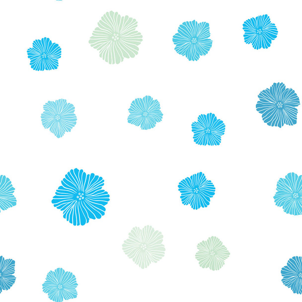 Light Blue, Green vector seamless doodle texture with flowers. Colorful illustration in doodle style with flowers. Design for wallpaper, fabric makers. - Vektör, Görsel