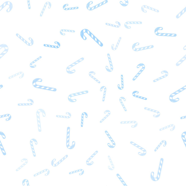 Light BLUE vector seamless background with sweet xmas lollipops. - Wektor, obraz