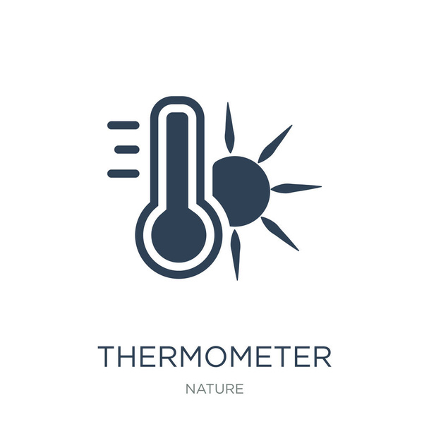 Termometre yüksek sıcaklık simge vektör beyaz arka plan üzerinde termometre yüksek sıcaklık trendy simgeler doğa koleksiyonundan dolu. - Vektör, Görsel
