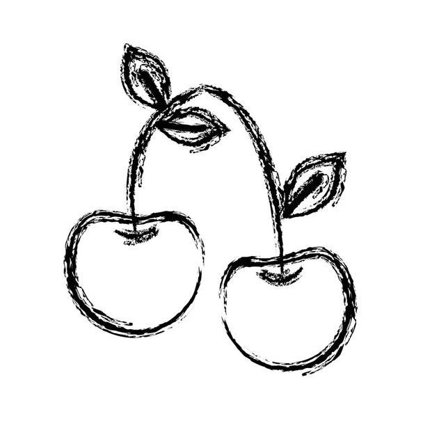 figure delicious cherry healthy fruit, vector illustration - Vector, Image