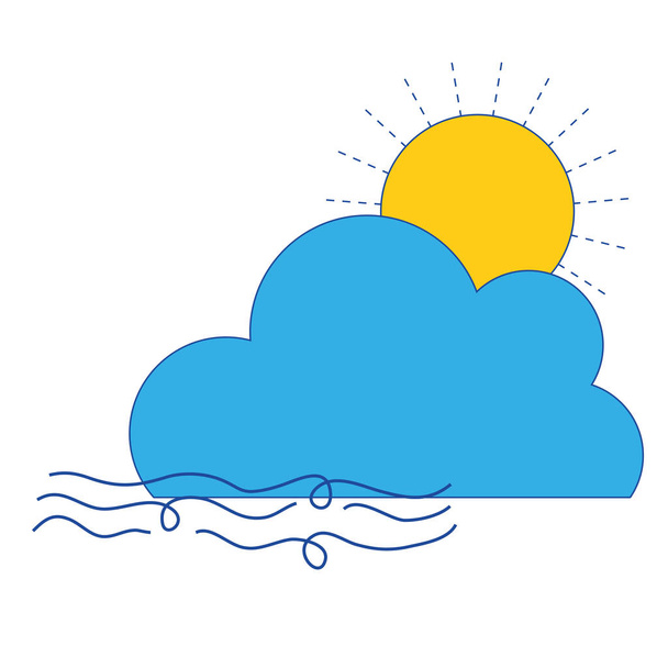 nice sun with cloud and fresh wind weather vector illustration - Vector, Image