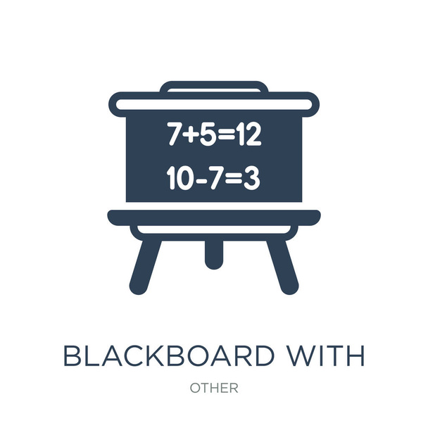 Blackboard ile temel hesaplamalar simge vektör beyaz zemin üzerine, blackboard ile temel hesaplamalar trendy dolu kutsal kişilerin resmi diğer Collection - Vektör, Görsel