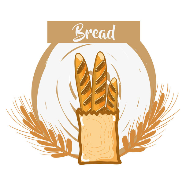 新鮮でおいしいフランスのベクトル図小麦のパン - ベクター画像