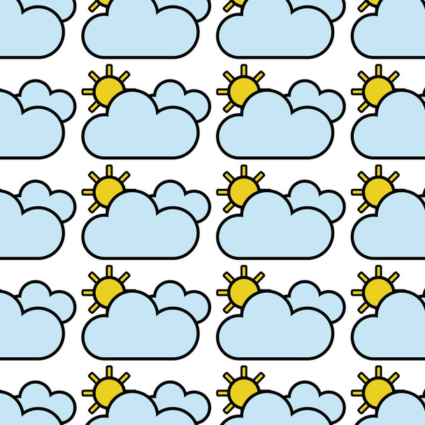 Schönheit Wetter der Wolken mit Sonne Hintergrund Vektor Illustration - Vektor, Bild