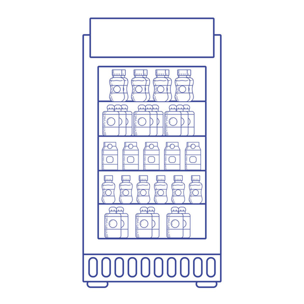 silueta supermercado nevera con bebidas frescas vector ilustración
 - Vector, imagen