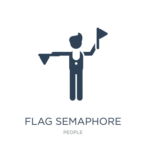 zászló szemafor nyelvi ikon vektor fehér háttér, zászló szemafor nyelvi divatos töltött ikonok gyűjtemény emberek - Vektor, kép