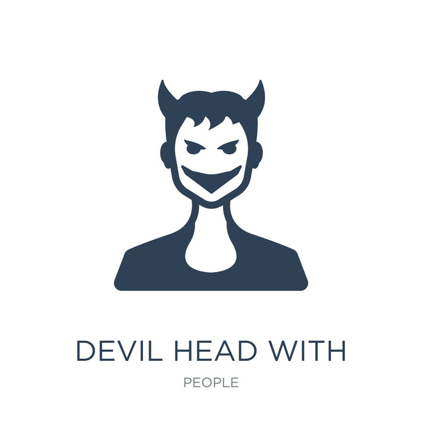 голова дьявола с рогами иконка вектор на белом фоне, голова дьявола с рогами модные заполненные иконы из коллекции людей
 - Вектор,изображение
