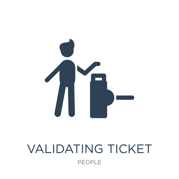 validating ticket icon vector on white background, validating ticket trendy filled icons from People collection - Vector, Image