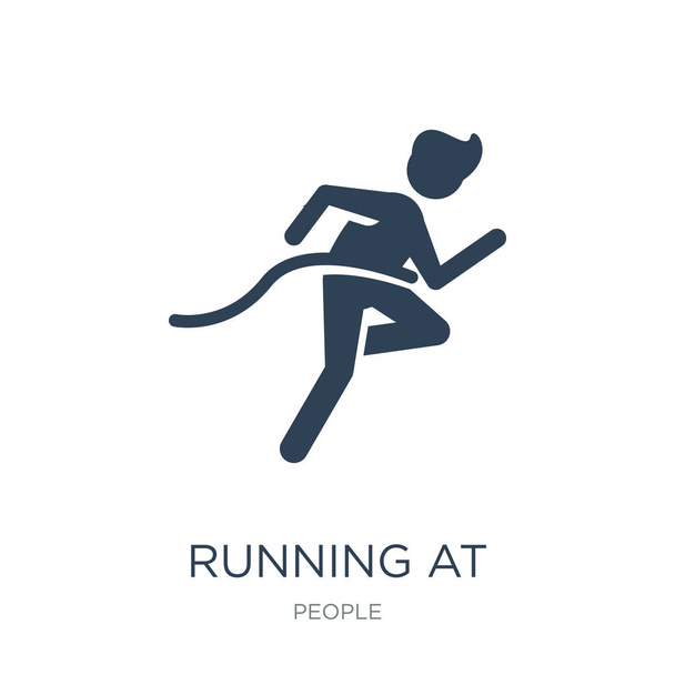 running at finish line icon vector on white background, running at finish line trendy filled icons from People collection - Vector, Image