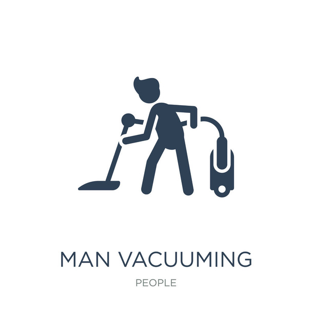 man vacuuming icon vector on white background, man vacuuming trendy filled icons from People collection - Vector, Image