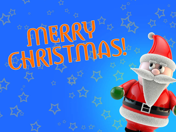 3D render Świętego Mikołaja na niebieskim tle - Zdjęcie, obraz