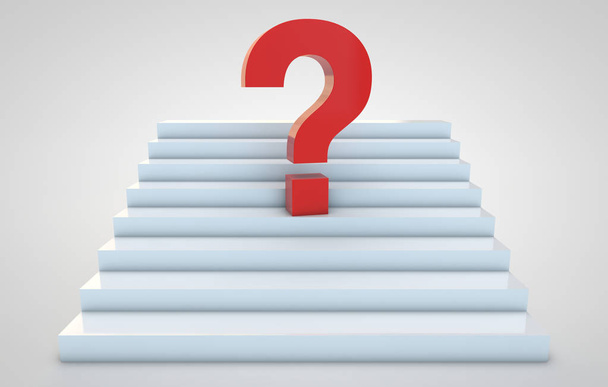 Business concept of red question mark in the middle of stairs - Photo, Image