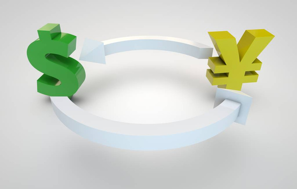 3D renderowania koncepcji wymiany walut - Zdjęcie, obraz