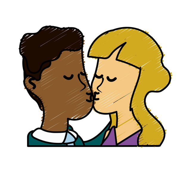 χαριτωμένο ζευγάρι φιλί μια ρομαντική σκηνή, εικονογράφηση διάνυσμα - Διάνυσμα, εικόνα