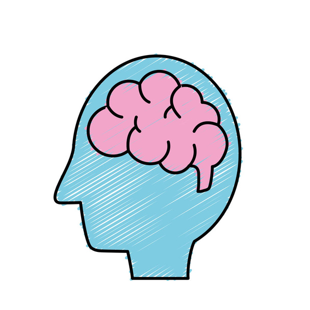 ο άνθρωπος πλευρά σιλουέτα με ανατομία εγκεφάλου εικονογράφηση διάνυσμα - Διάνυσμα, εικόνα