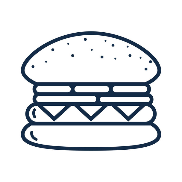 silhouette delicious hamburger fast food vector illustration - Vector, Image