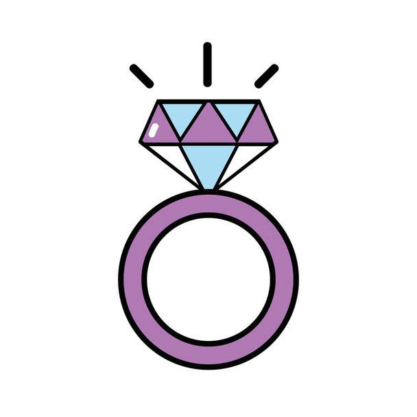 beauty wedding ring with diamond design vector illustration - Vector, Image