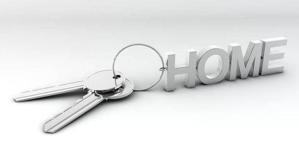 srebrne klucze z domu keychain - Zdjęcie, obraz