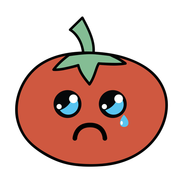 kawaii cute crying tomato vegetable, vector illustration - Wektor, obraz