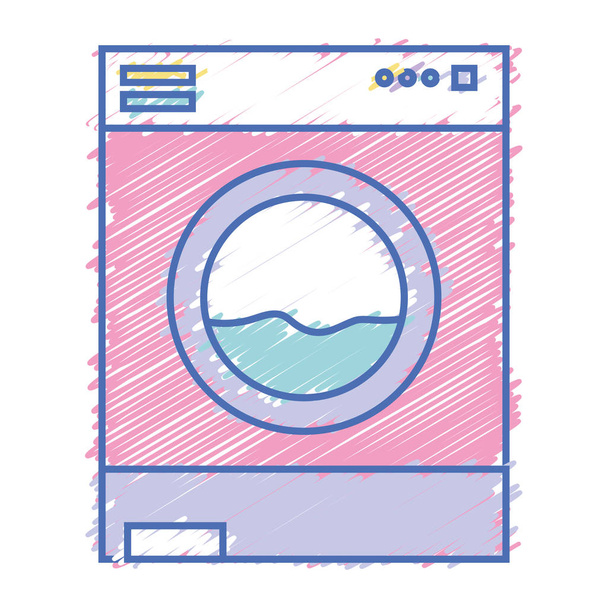 tecnologia de máquina de lavar roupa agradável para limpar a ilustração do vetor de roupas
 - Vetor, Imagem