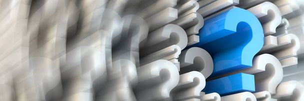 3d rendered question marks - panoramic ratio (websie banner dimensions) - Photo, Image
