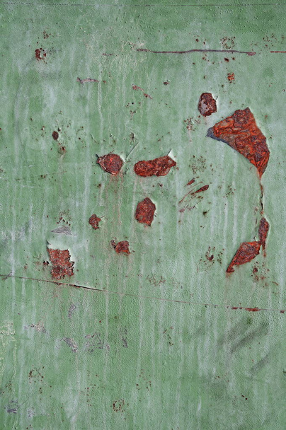 Green metal background with rust. Texture and iron background. Dirty green paint. - Photo, Image