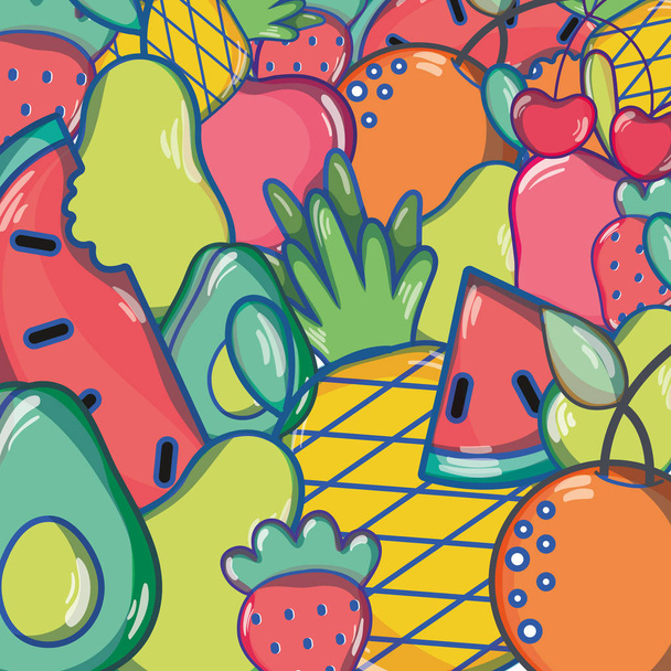 köstliche tropische Früchte Hintergrund Design Vektor Illustration - Vektor, Bild