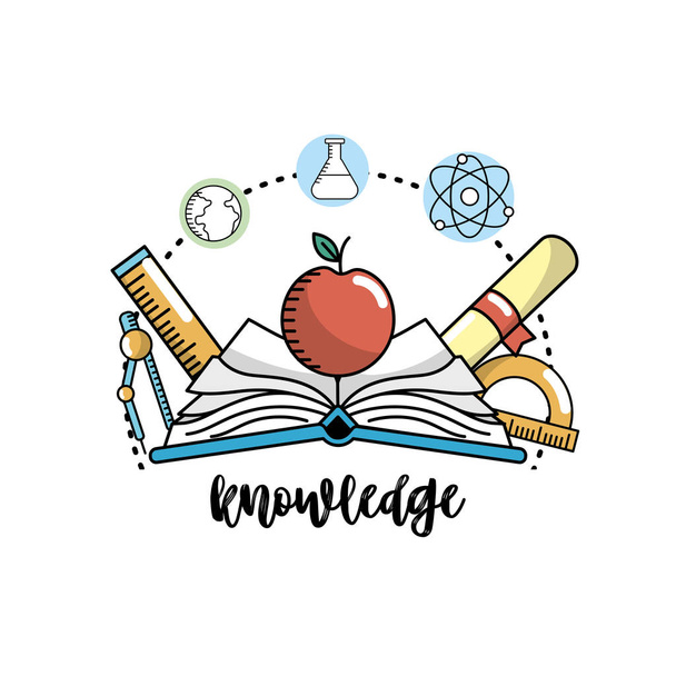 education school knowledge and utensils design vector illustration - Vettoriali, immagini