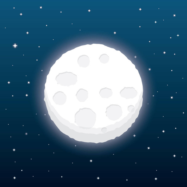 moon vector on dark blue sky. - ベクター画像